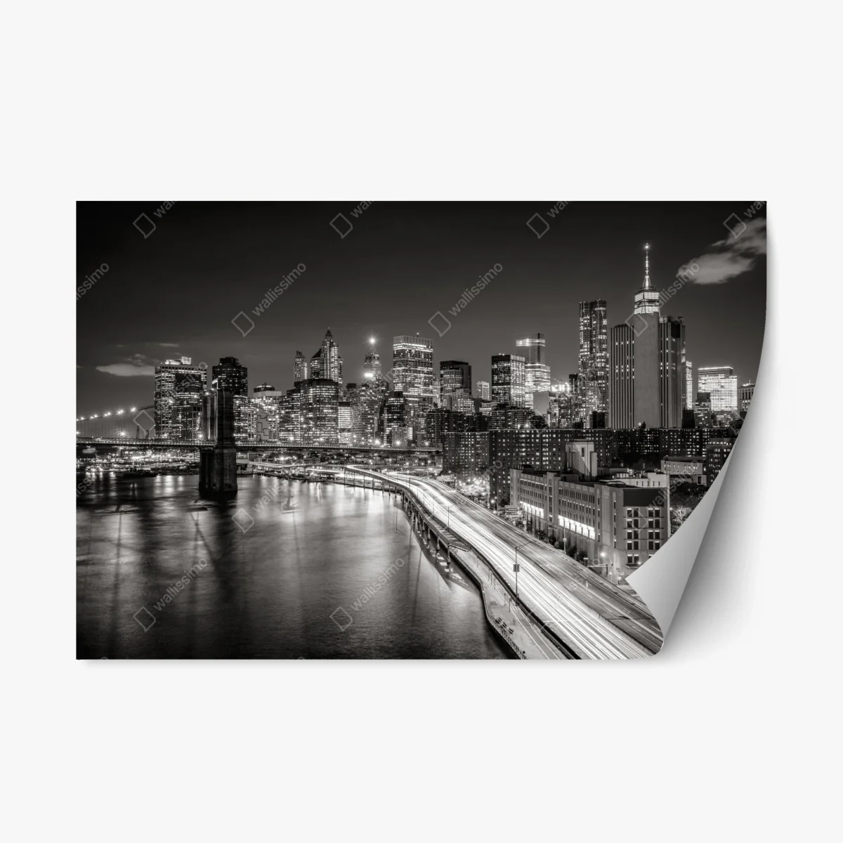 Pegatina reposicionable vista nocturna de Nueva York en blanco y negro – Pixers® Pegatina reposicionable vista nocturna de Nueva York en blanco y negro – Pixers®