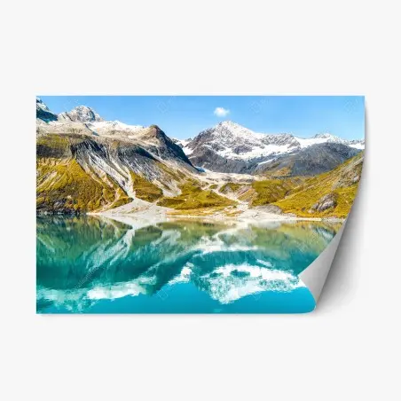Pegatina reposicionable reflejos alpinos en lago turquesa – Pixers®