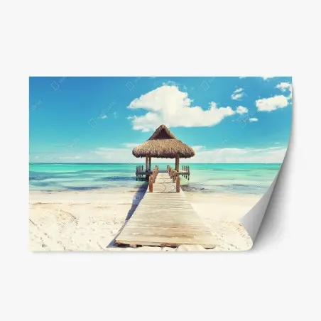 Pegatina reposicionable muelle tropical en Punta Cana – Pixers®