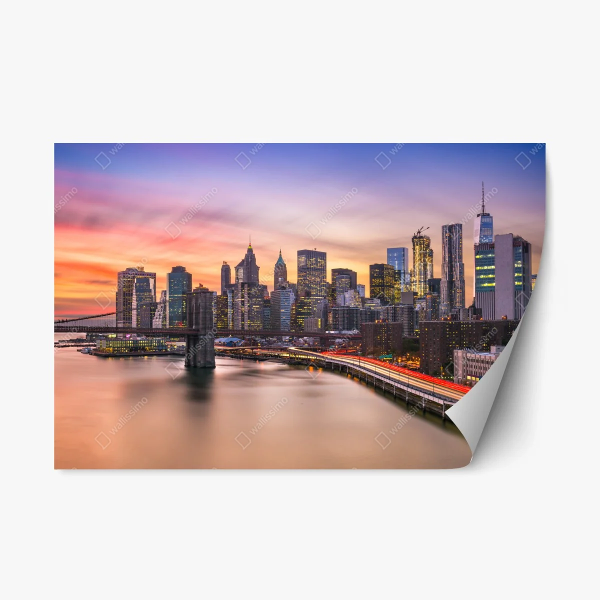 Pegatina reposicionable puesta de sol sobre Manhattan y el puente de Brooklyn – Pixers® Pegatina reposicionable puesta de sol sobre Manhattan y el puente de Brooklyn – Pixers®