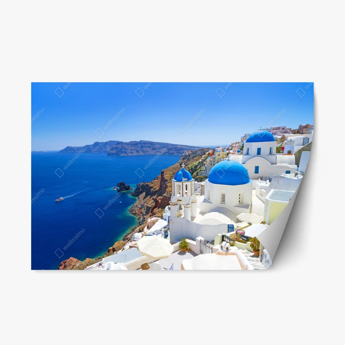 Pegatina reposicionable escena mediterránea de Santorini con cúpulas azules – Pixers® Pegatina reposicionable escena mediterránea de Santorini con cúpulas azules – Pixers®