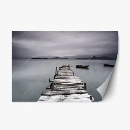 Pegatina reposicionable muelle hacia el horizonte brumoso – Pixers®