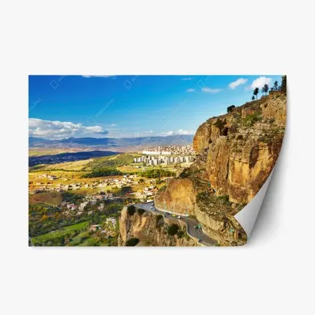 Pegatina reposicionable panorámica de Constantine y sus acantilados al atardecer – Pixers®
