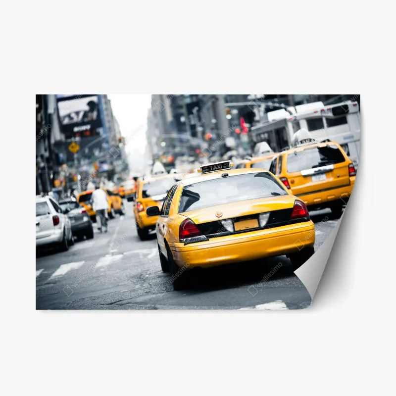 Pegatina reposicionable taxis amarillos en Nueva York