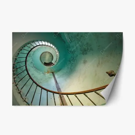 Pegatina reposicionable escalera en espiral en tonos verde agua – Pixers®