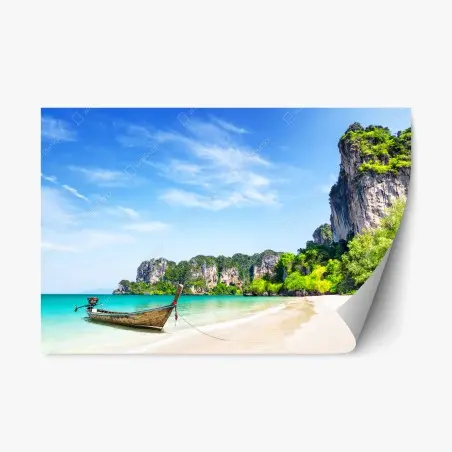 Pegatina reposicionable escena tropical en Railay, Krabi – Pixers®