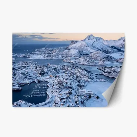 Pegatina reposicionable amanecer invernal sobre Svolvær – Pixers®