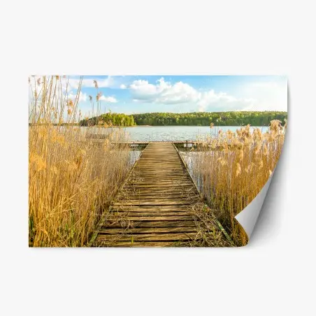 Pegatina reposicionable muelle hacia la tranquilidad del lago – Pixers®