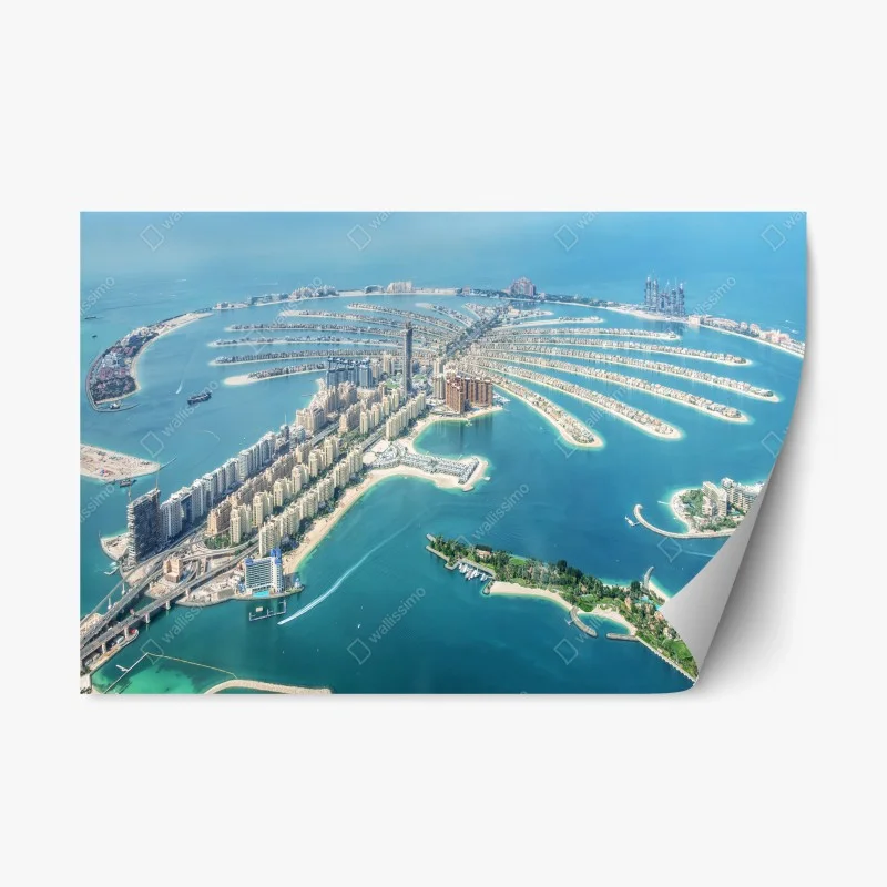 Pegatina reposicionable panorama costero de Palm Jumeirah, Dubái