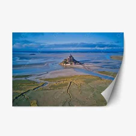 Pegatina reposicionable vistas aéreas de Mont Saint-Michel y sus marismas – Pixers®