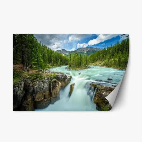 Pegatina reposicionable catarata Upper Sunwapta en Jasper National Park – Pixers®