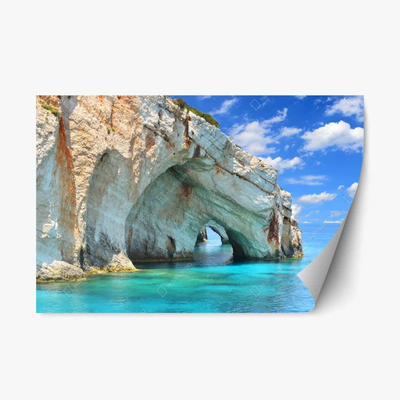 Pegatina reposicionable cuevas azules de Zakynthos, Grecia