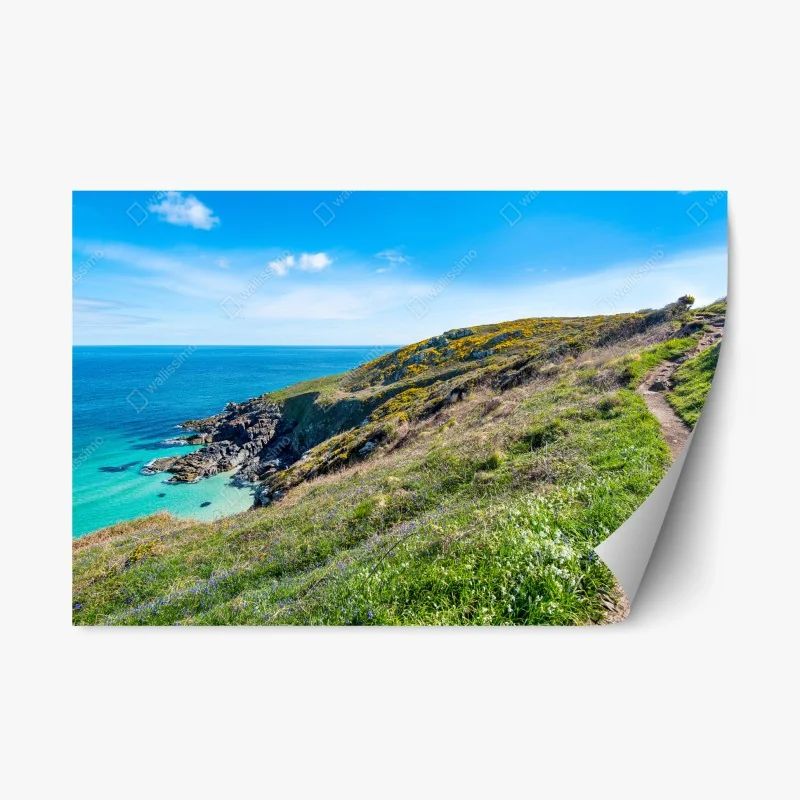 Pegatina reposicionable panorámica del sendero costero en Hor Point, St Ives, Cornwall