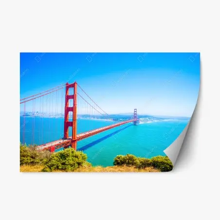 Pegatina reposicionable vista panorámica del puente Golden Gate en San Francisco – Pixers®
