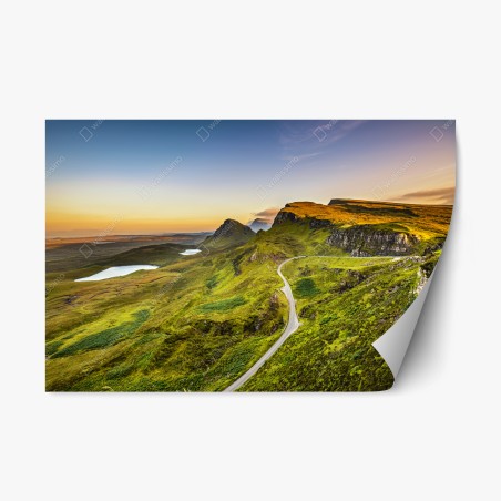 Pegatina reposicionable puesta de sol en Quiraing, Isla de Skye – Pixers®