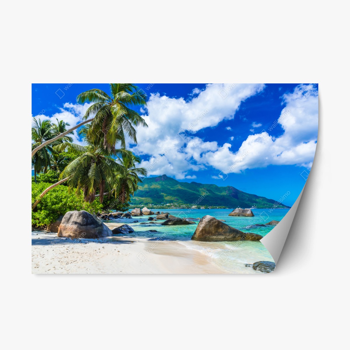 Pegatina reposicionable paisaje tropical en Baie Beau Vallon, Mahé, Seychelles – Pixers®