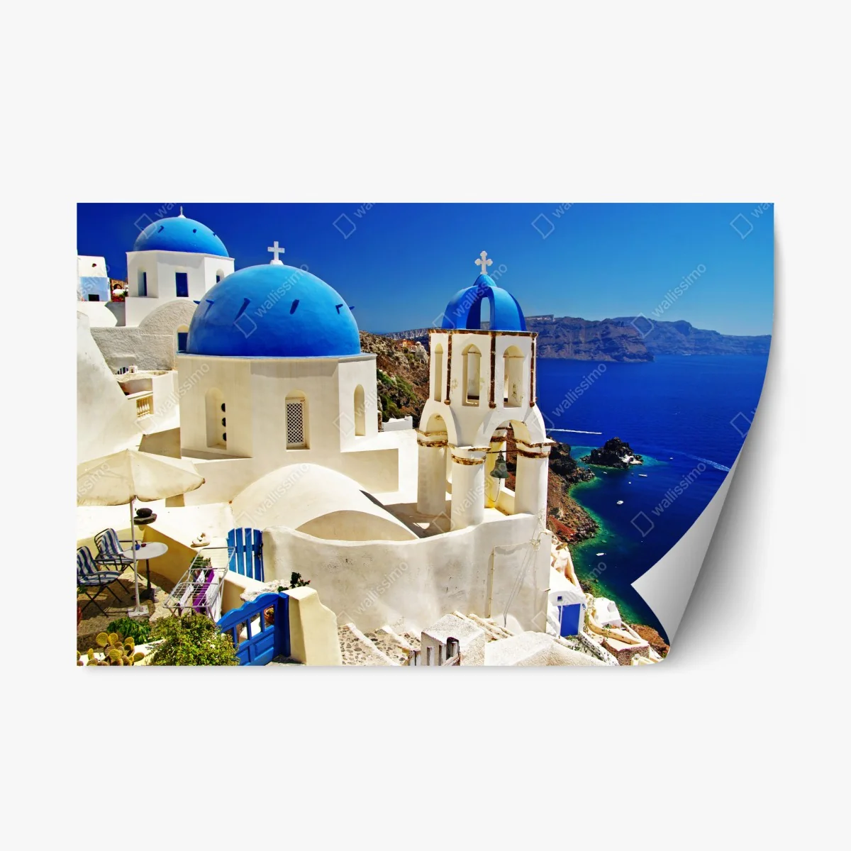 Pegatina reposicionable vistas de Santorini: cúpulas azules sobre el mar – Pixers® Pegatina reposicionable vistas de Santorini: cúpulas azules sobre el mar – Pixers®
