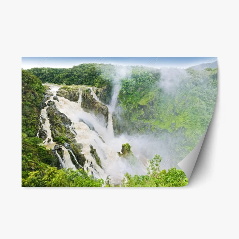 Pegatina reposicionable cataratas Barron Falls en la selva tropical