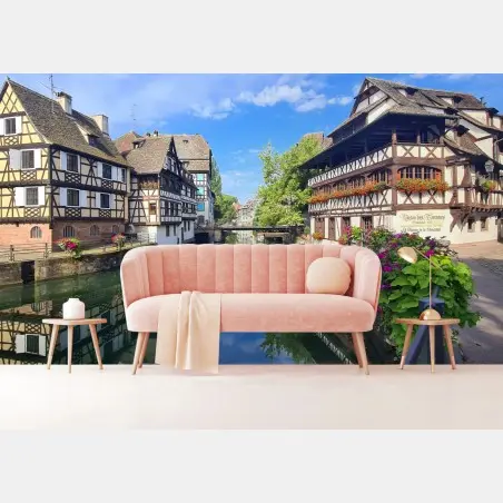 Fotomural paisaje urbano de casas entramadas en Estrasburgo – Pixers®