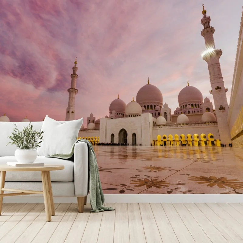 Fotomural mezquita Sheikh Zayed al atardecer