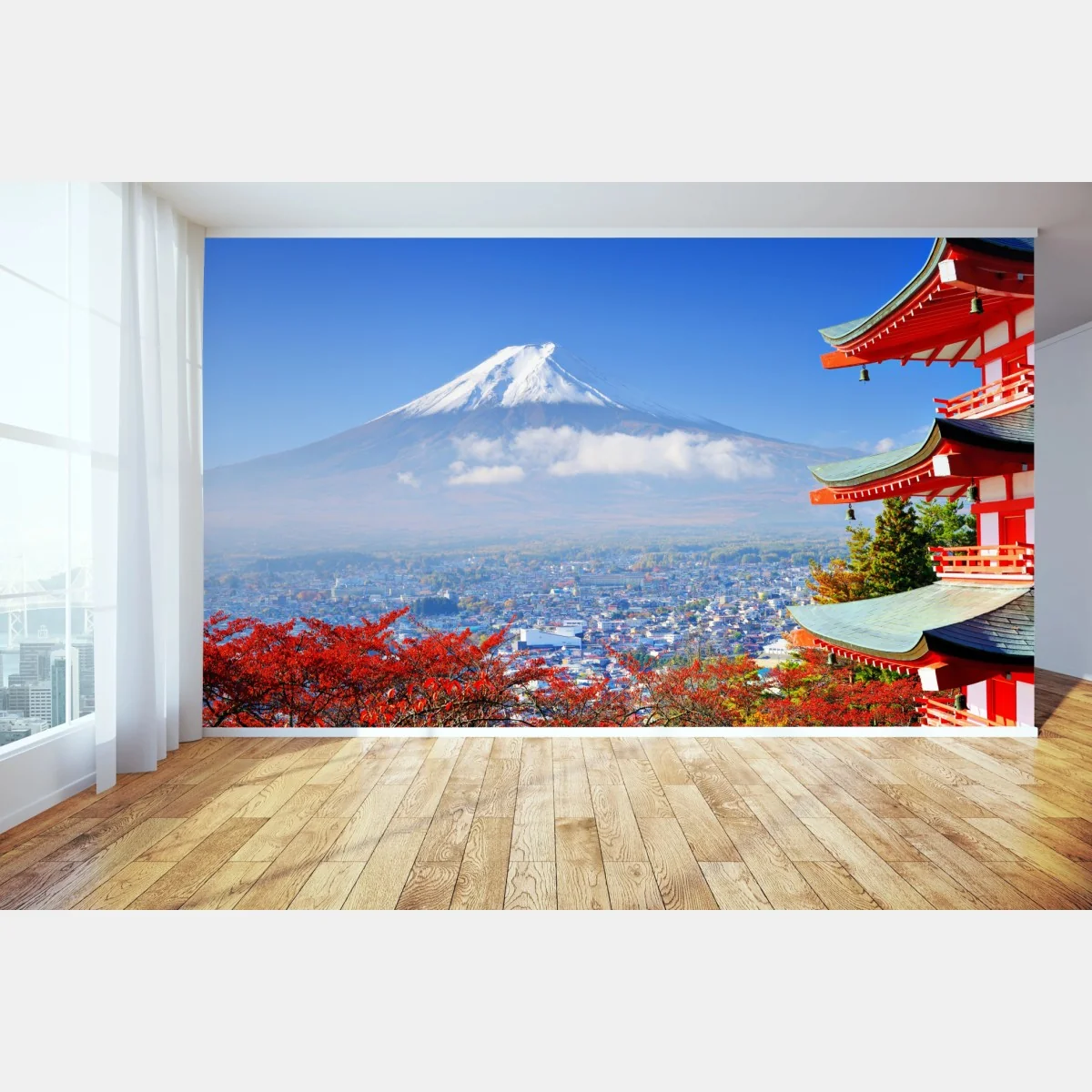 Fotomural vistas serenas del Monte Fuji con pagoda en otoño – Pixers® Fotomural vistas serenas del Monte Fuji con pagoda en otoño – Pixers®