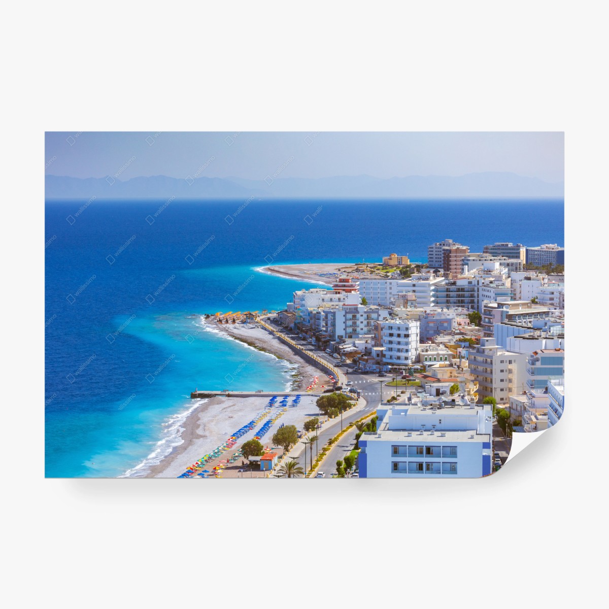 Fotomural playa de sombrillas en Rodas – Pixers®