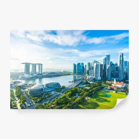Fotomural panorámica urbana de Singapur junto a la bahía – Pixers®