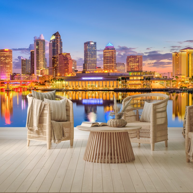 Fotomural impresionante skyline de Tampa al atardecer