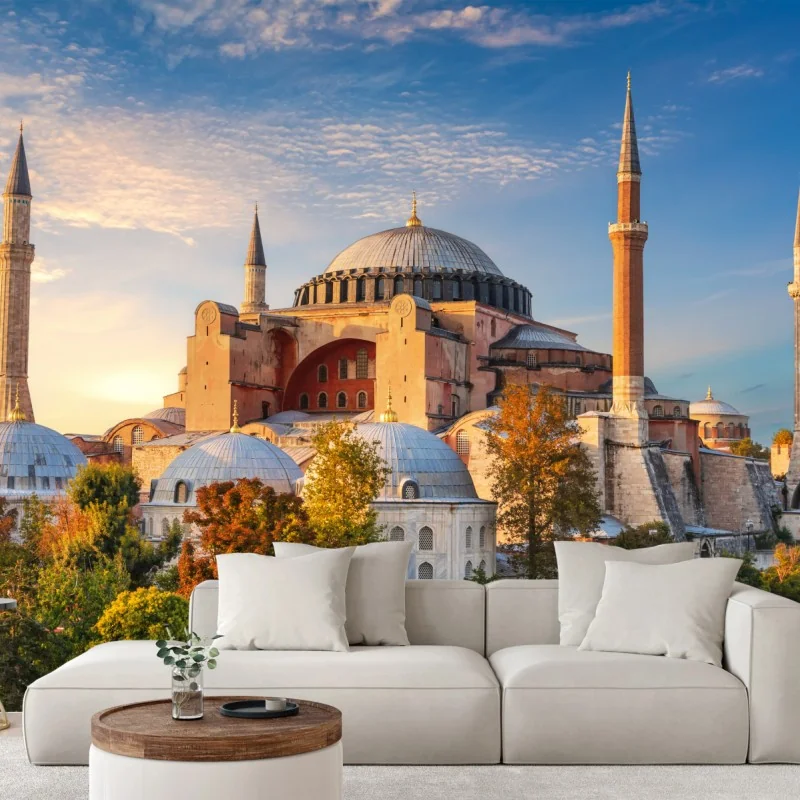 Fotomural amanecer sobre Hagia Sophia en Estambul
