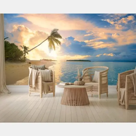 Fotomural puesta de sol tropical en Maldivas – Pixers®