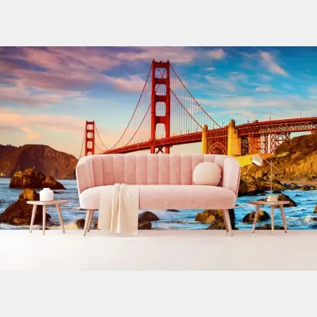 Fotomural puente Golden Gate al atardecer – Pixers®