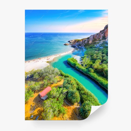 Fotomural paisaje costero turquesa con palmeras – Pixers®