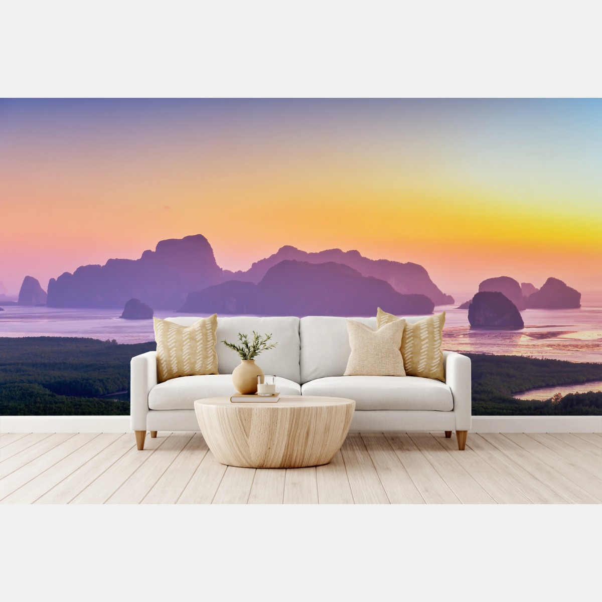 Fotomural amanecer sereno sobre la bahía Phang Nga en Samet Nangshe, Tailandia – Pixers®