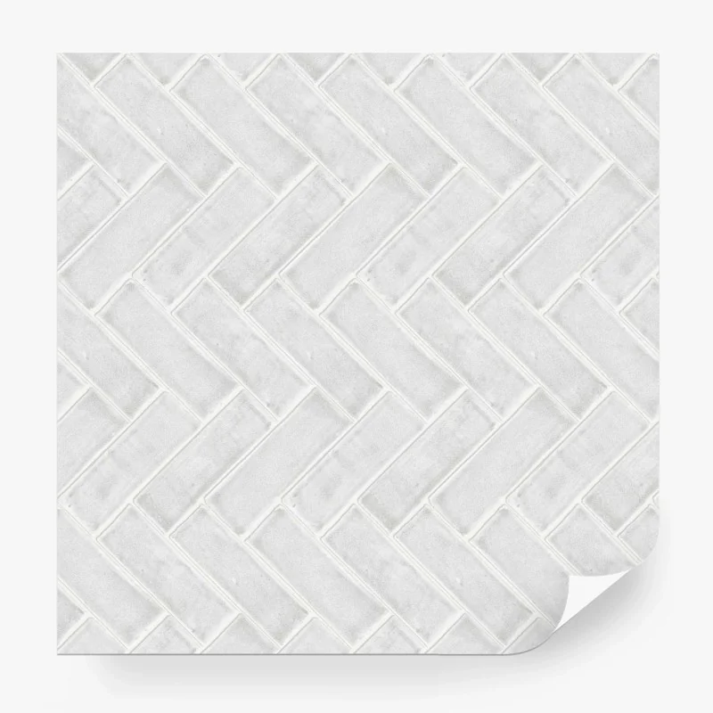 Fotomural patrón en espiga de azulejos blancos