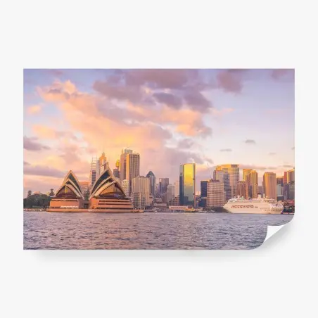 Fotomural atardecer dorado en Sydney: horizonte icónico – Pixers®