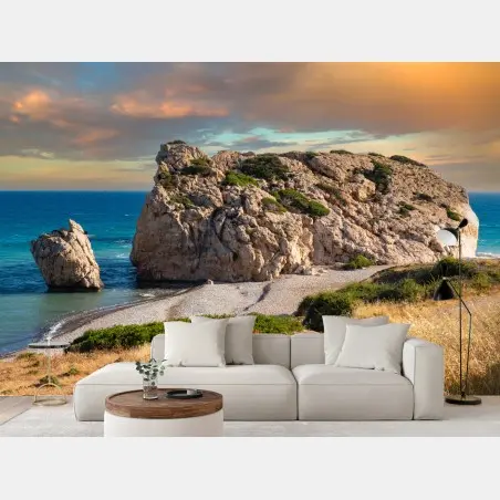 Fotomural amanecer en la roca de Afrodita, Petra tou Romiou – Pixers®