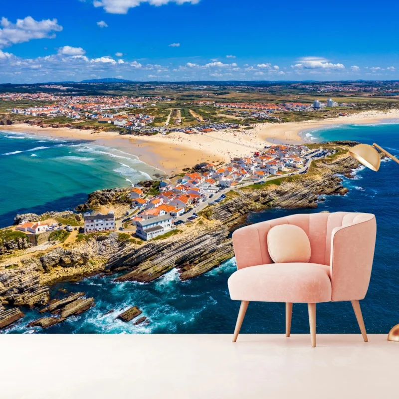 Fotomural Baleal desde el aire: costa y surf
