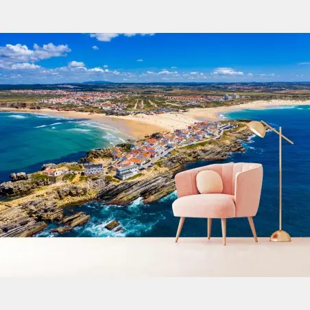 Fotomural Baleal desde el aire: costa y surf – Pixers®