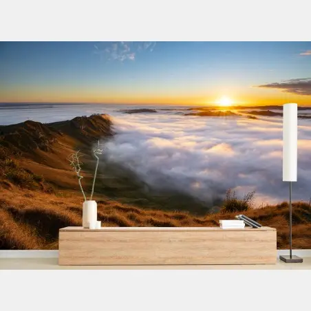 Fotomural amanecer sobre valle de niebla – Pixers®