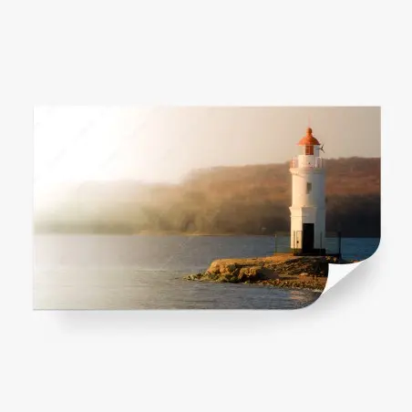 Fotomural faro solitario al borde del mar – Pixers®