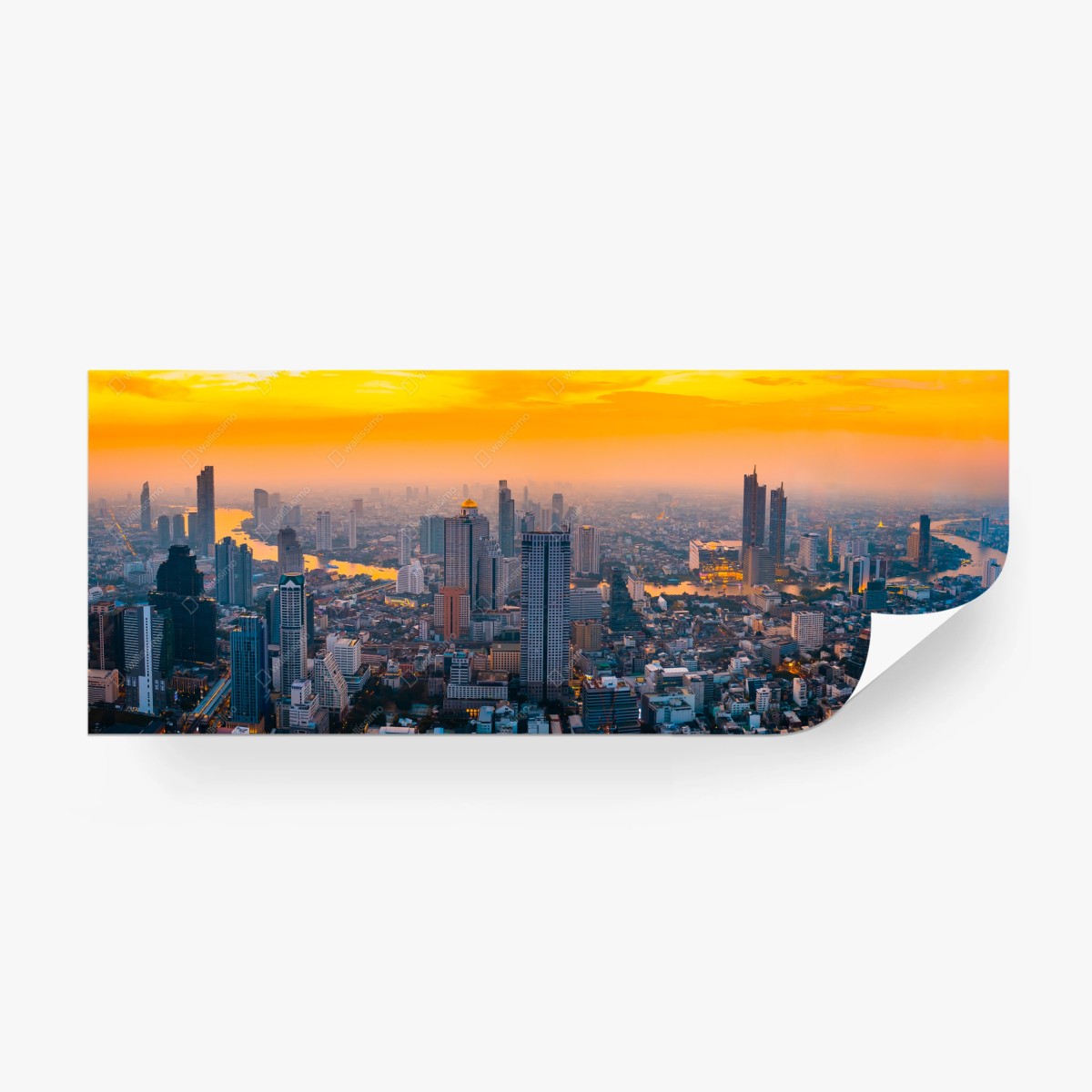 Fotomural panorámica urbana al atardecer – Pixers®