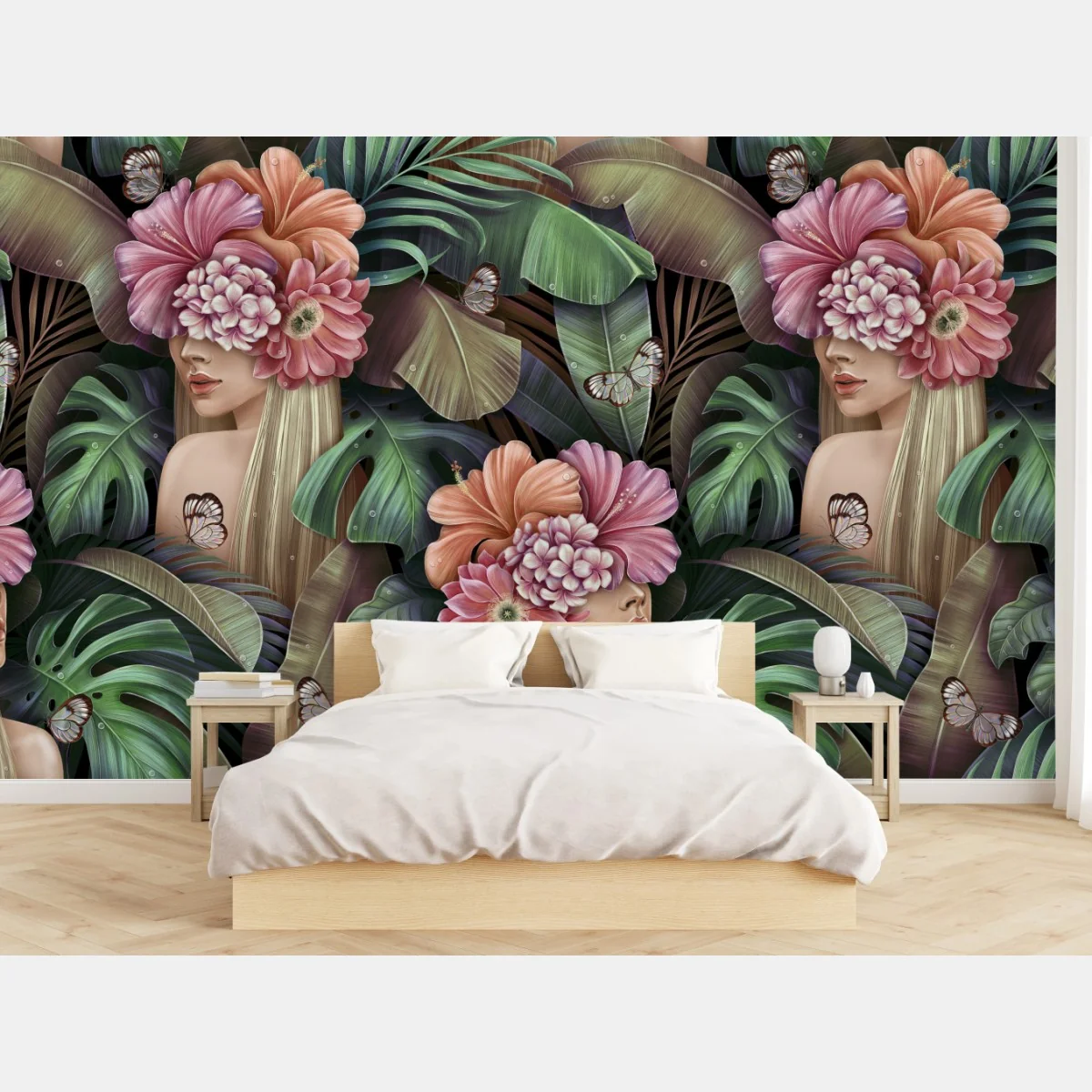 Fotomural mujer floral entre hojas tropicales – Pixers® Fotomural mujer floral entre hojas tropicales – Pixers®