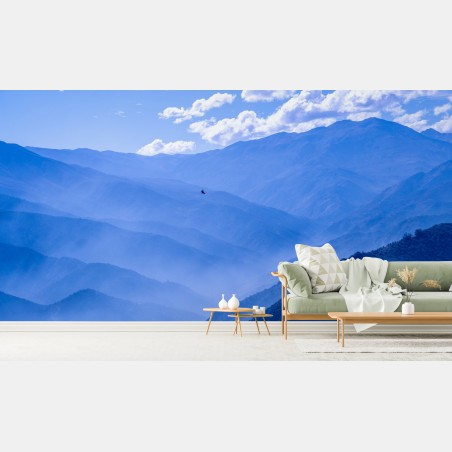 Fotomural paisaje de montañas azules en capas – Pixers®