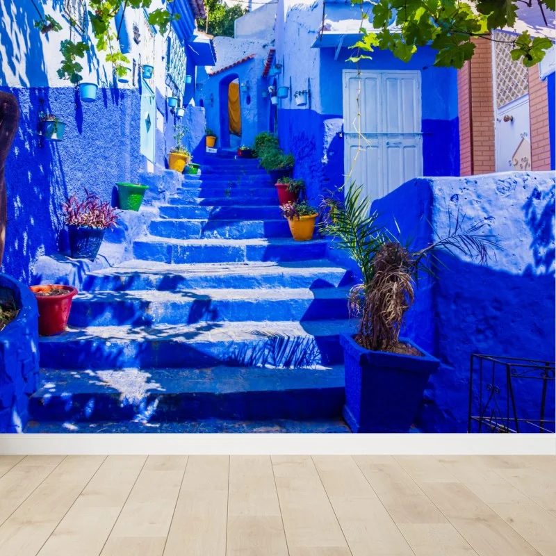 Fotomural escaleras azules de Chefchaouen