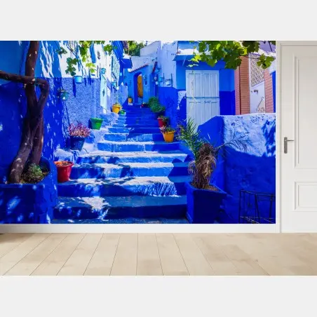 Fotomural escaleras azules de Chefchaouen – Pixers®