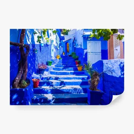 Fotomural escaleras azules de Chefchaouen – Pixers®