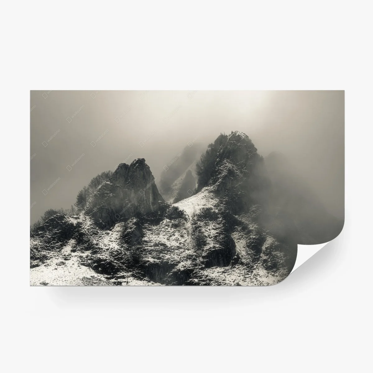 Fotomural paisaje montañoso nevado entre niebla – Pixers® Fotomural paisaje montañoso nevado entre niebla – Pixers®