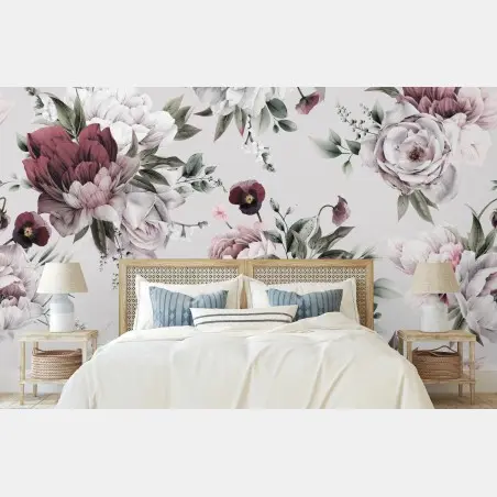 Fotomural patrón floral romántico en acuarela – Pixers®