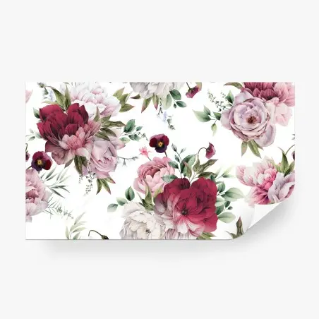Fotomural patrón floral de peonías en acuarela – Pixers®