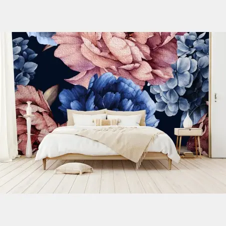 Fotomural estampado floral de peonías en acuarela – Pixers®